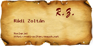 Rádi Zoltán névjegykártya
